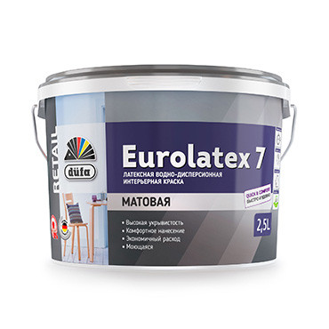 EUROLATEX 7, 2,5л "DufaRetail" ВД краска (выводим) (под заказ) EUROLATEX 7, 2,5л "DufaRetail" ВД краска (выводим) (под заказ)