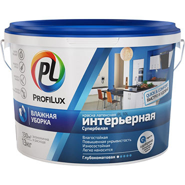 "Profilux" ВД краска PL- 10L латекс. интерьерная влагостойкая супербелая 14кг "Profilux" ВД краска PL- 10L латекс. интерьерная влагостойкая супербелая 14кг